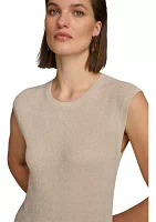 Women's Sleeveless Lurex Crochet Sweater