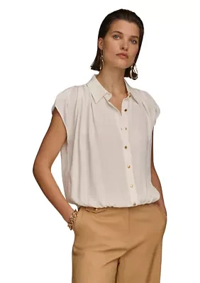 Women's Short Sleeve Elastic Waist Shirt