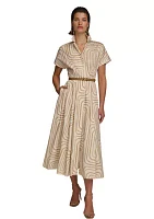 Women's Geo Print Belted Dress