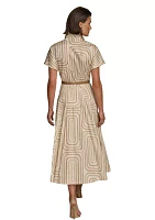 Women's Geo Print Belted Dress