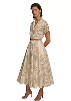 Women's Geo Print Belted Dress