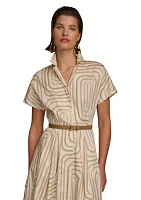 Women's Geo Print Belted Dress