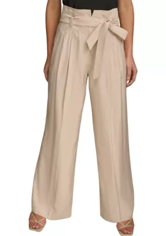 Women's Self Belt Wide Leg Pants