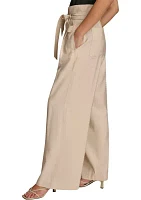 Women's Self Belt Wide Leg Pants