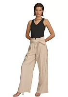 Women's Self Belt Wide Leg Pants