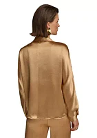 Women's Cold Shoulder Satin Shirt