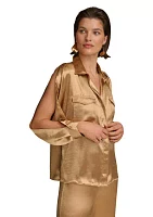 Women's Cold Shoulder Satin Shirt