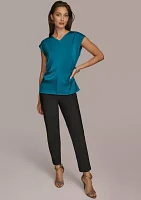 Women's Side Ruched Satin Blouse