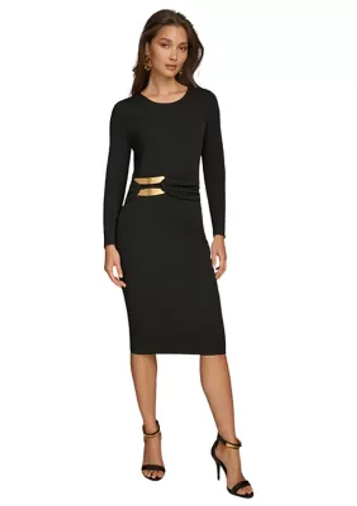 Women's Hardware Waist Midi Dress