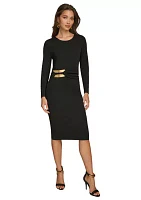 Women's Hardware Waist Midi Dress