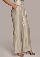 Women's Foil Pleated Wide Leg Pants