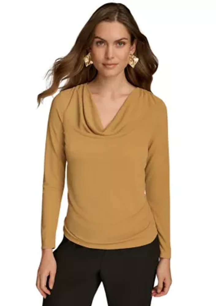 Women's Long Sleeve Cowl Neck Knit Top