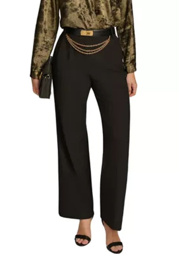 Women's Chain Belt Wide Leg Pants