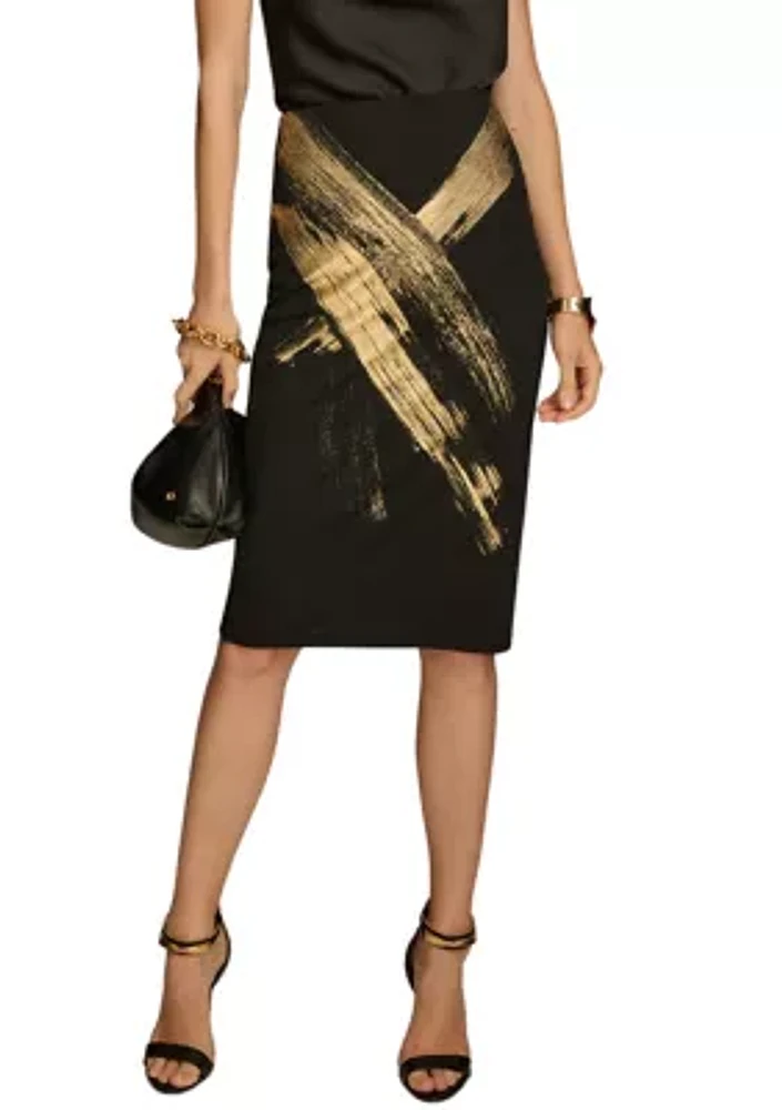 Women's Brushstroke Pencil Skirt