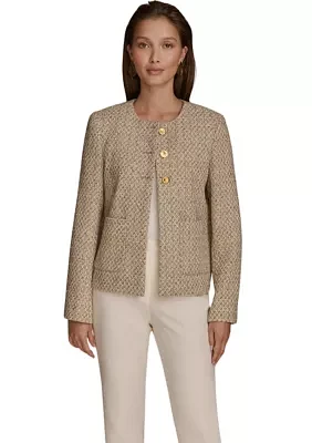 Women's Long Sleeve Metallic Tweed Jacket