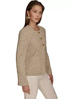 Women's Long Sleeve Metallic Tweed Jacket