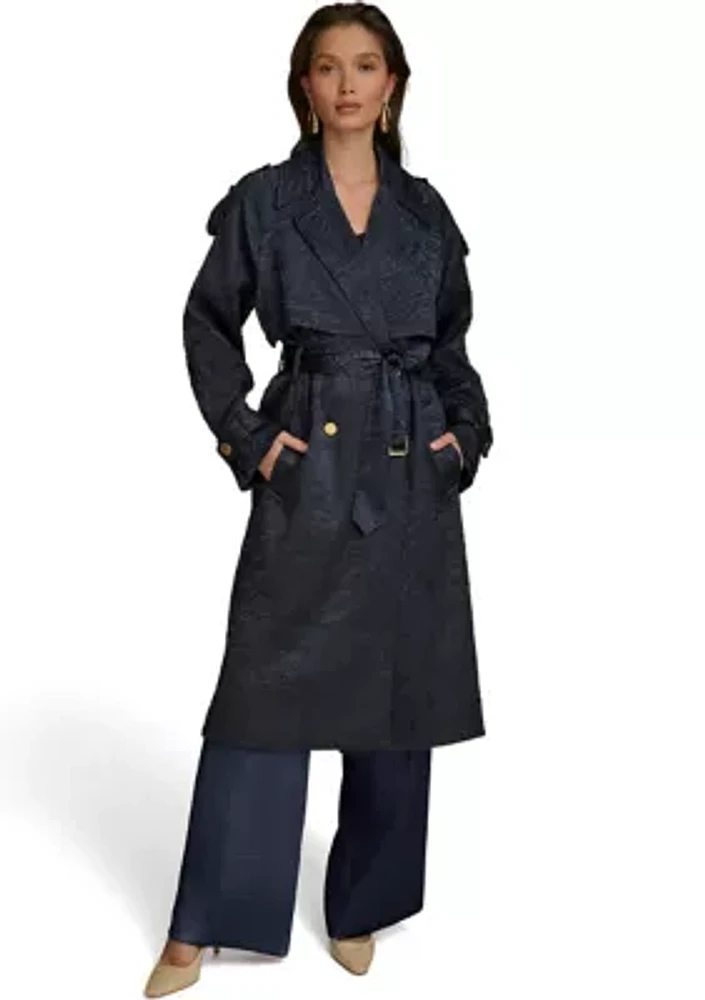 Women's Crinkled Belted Trench Coat