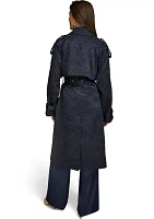 Women's Crinkled Belted Trench Coat