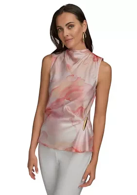 Women's Sleeveless Floral Hardware Top