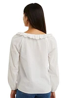 Women's Reyna Long Blouson Sleeve Textured Shirting Stripe Top