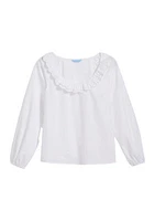 Women's Reyna Long Blouson Sleeve Textured Shirting Stripe Top