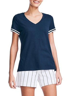 Women's Rib Trim V-Neck Top