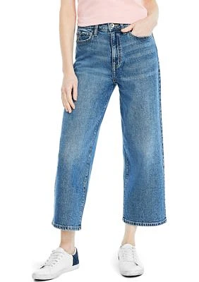 Women's High Rise Wide Leg Crop Denim Jeans