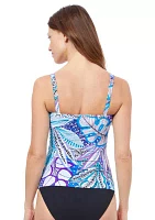 Printed Twist Front Tankini Swim Top