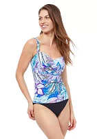 Printed Twist Front Tankini Swim Top