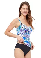 Printed Twist Front Tankini Swim Top