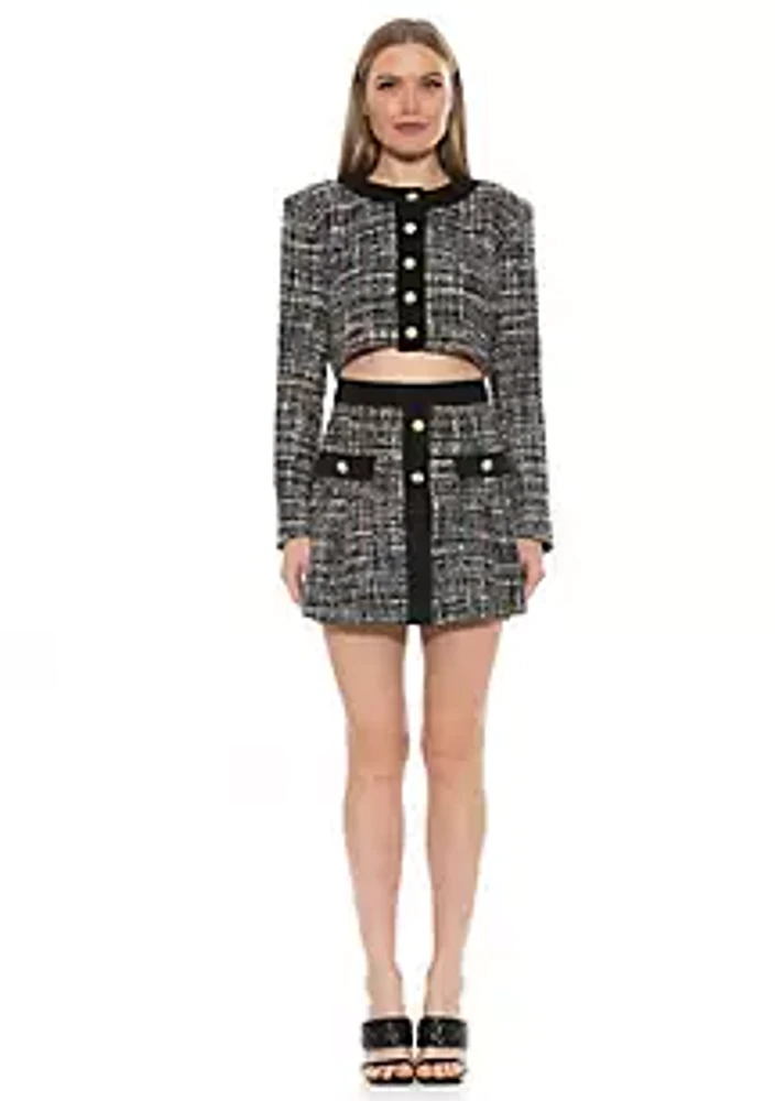 Alexia Admor Alison Mini Flared Tweed Skirt With Contrast