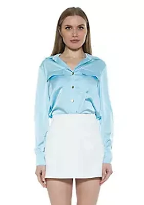 Alexia Admor Classic Shirt With Front Pockets