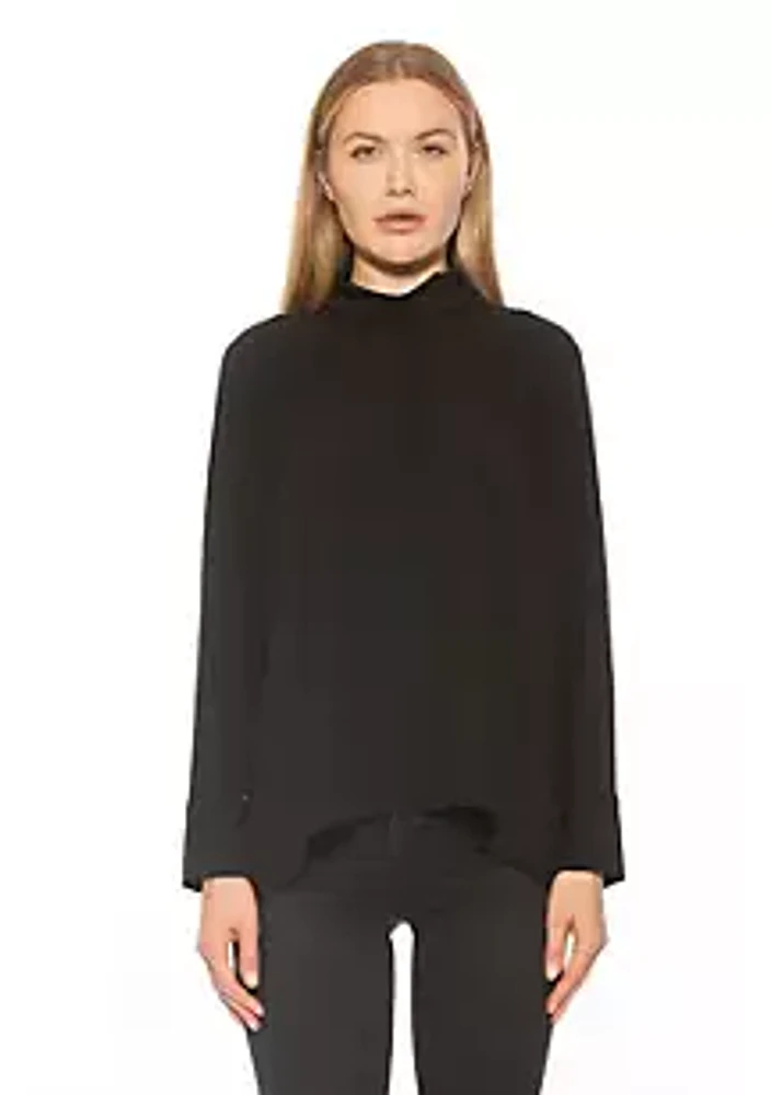 Alexia Admor Danielle Draped Mockneck Silky Flowy Blouse