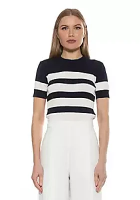 Alexia Admor Pat Classic Knit Stripped Logo Top