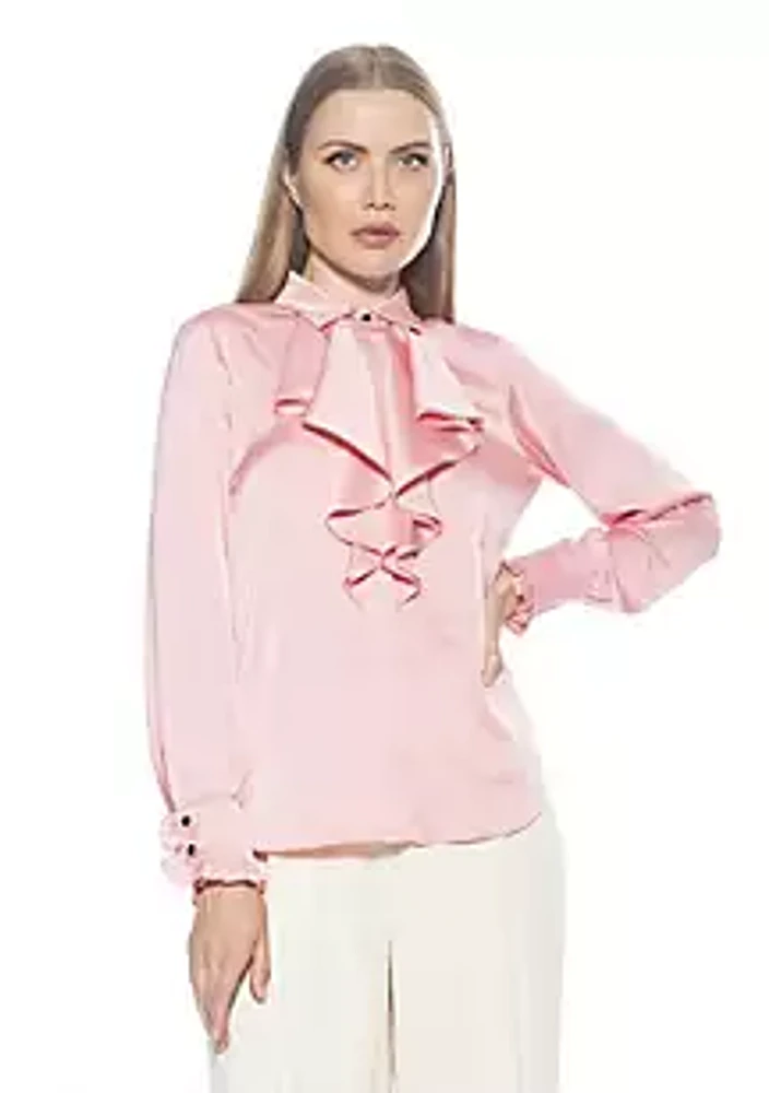 Alexia Admor Brooks Long Sleeve Silky Ruffle Blouse