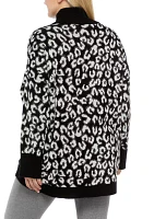 Plus Animal Print Mock Neck Tunic Sweater