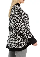 Plus Animal Print Mock Neck Tunic Sweater