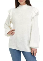 Women's Long Sleeve Ruffle Sweater