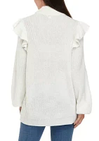 Women's Long Sleeve Ruffle Sweater