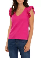 Women's Flutter Sleeve V-Neck T-Shirt