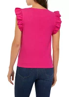 Women's Flutter Sleeve V-Neck T-Shirt