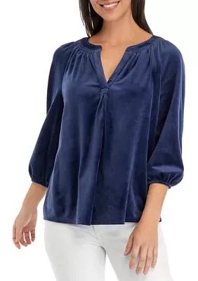 Women's Velvet Peasant Top