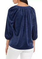 Women's Velvet Peasant Top