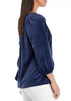 Women's Velvet Peasant Top