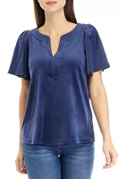 Women's Gathered Shoulder Sleeve Top