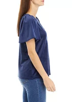 Women's Gathered Shoulder Sleeve Top