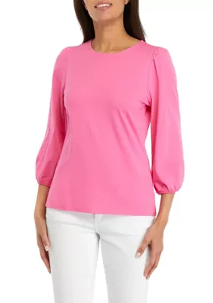 Women's Solid Puff Sleeve Blouse