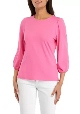 Women's Solid Puff Sleeve Blouse