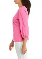 Women's Solid Puff Sleeve Blouse