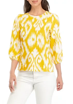 Women's Printed Blouson Sleeve Top